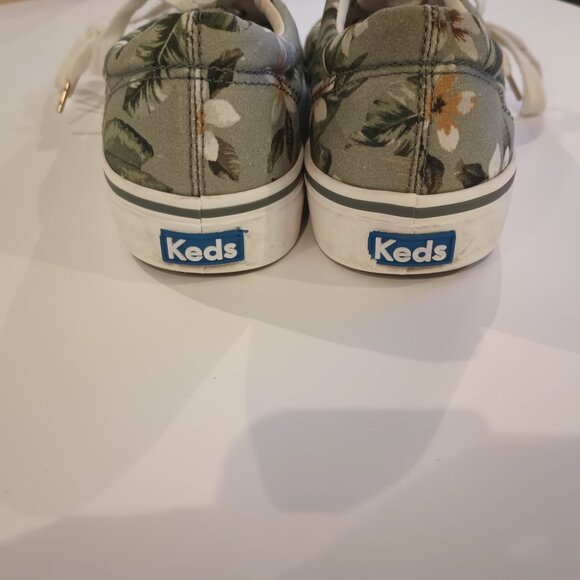 KEDS Jump Kick Tropical Print Sz 9 Canvas Sneakers Women’s Cream/Green - Picture 4 of 5